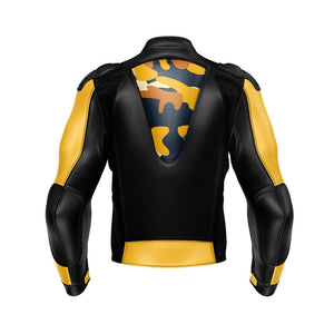 Yellow Camouflage Motorbike Racing Leather Jacket - Repsters