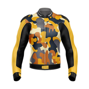 Yellow Camouflage Motorbike Racing Leather Jacket - Repsters